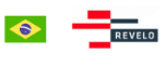 Logo da Revelo, com a bandeira do Brasil