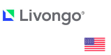 Logo da Livongo, com a bandeira dos Estados Unidos