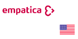 Logo da Empatica, com a bandeira dos Estados Unidos