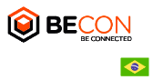 Logo da BECON, com a bandeira do Brasil