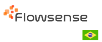 Logo da Flowsense, com a bandeira do Brasil
