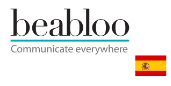 Logo da Beabloo, com a bandeira da Espanha
