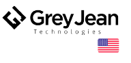 Logo da Grey Jean Technologies, com a bandeira dos Estados Unidos