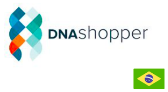 Logo da DNAshopper, com a bandeira do Brasil