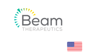 Logo da Beam Therapeutics, com a bandeira dos Estados Unidos