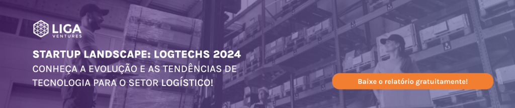 Banner do Startup Landscape: Logtechs 2024, com o botão Baixe o relatório gratuitamente
